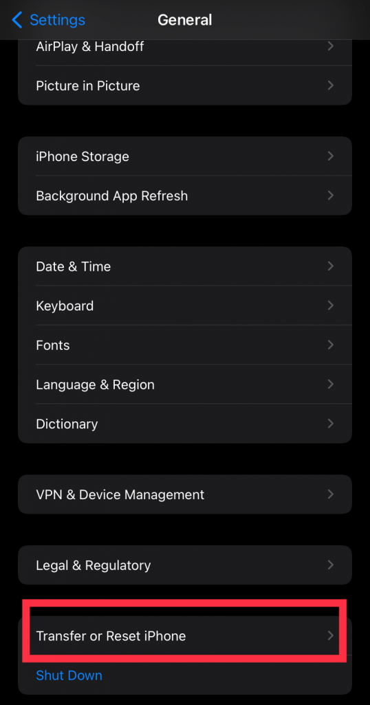 Reset Network Settings