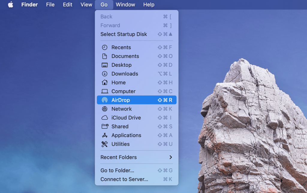 airdrop from menu