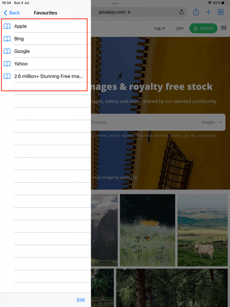 safari bookmarks on ipad