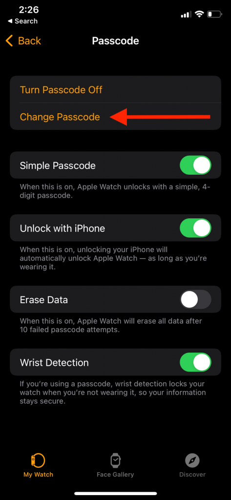 change passcode in iphone
