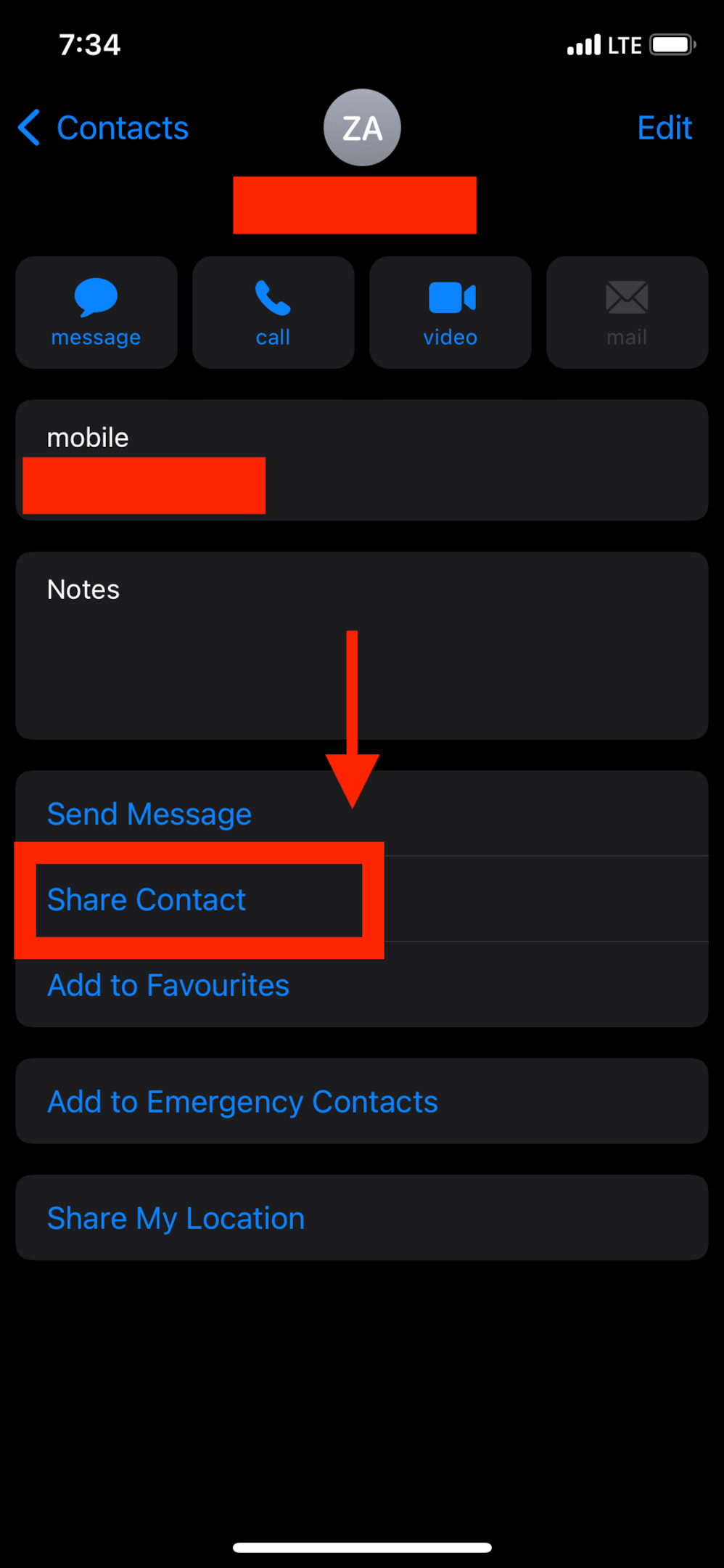 send contacts through airdrop