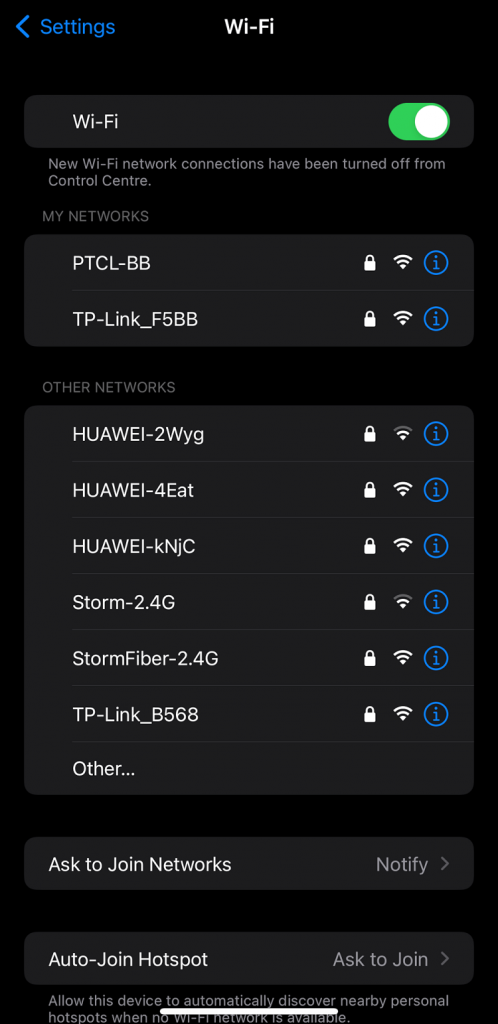 change wifi network